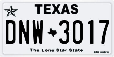 TX license plate DNW3017