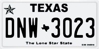 TX license plate DNW3023