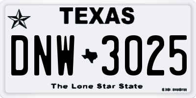 TX license plate DNW3025