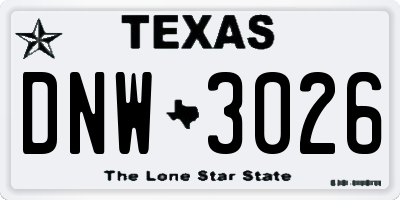 TX license plate DNW3026