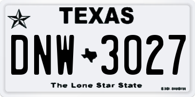 TX license plate DNW3027