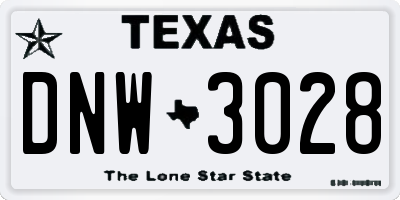 TX license plate DNW3028