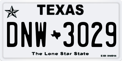 TX license plate DNW3029