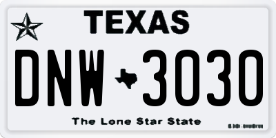 TX license plate DNW3030
