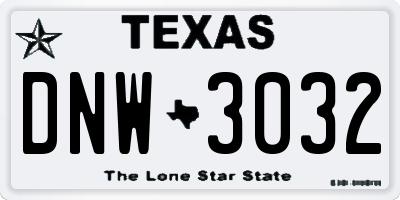 TX license plate DNW3032