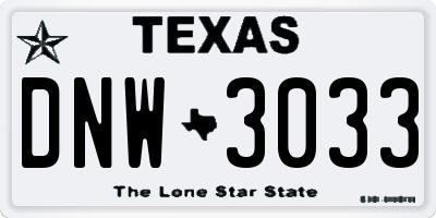 TX license plate DNW3033