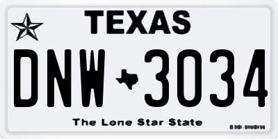 TX license plate DNW3034