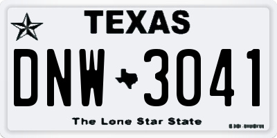 TX license plate DNW3041