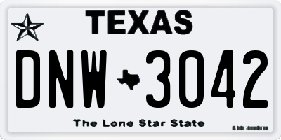 TX license plate DNW3042