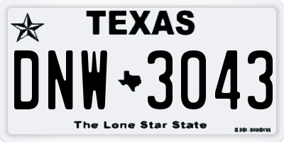 TX license plate DNW3043