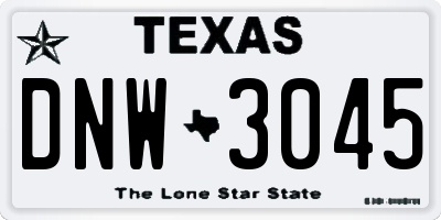 TX license plate DNW3045
