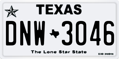 TX license plate DNW3046