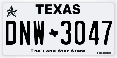TX license plate DNW3047