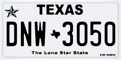 TX license plate DNW3050