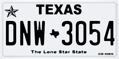 TX license plate DNW3054