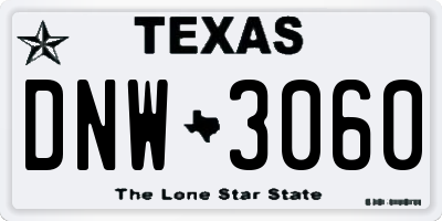 TX license plate DNW3060