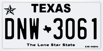 TX license plate DNW3061