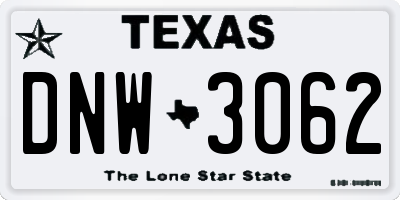 TX license plate DNW3062