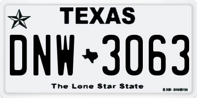 TX license plate DNW3063