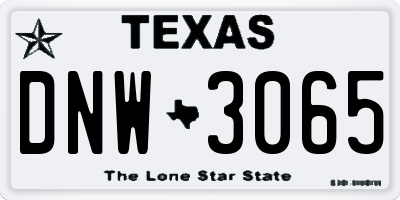 TX license plate DNW3065