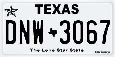 TX license plate DNW3067