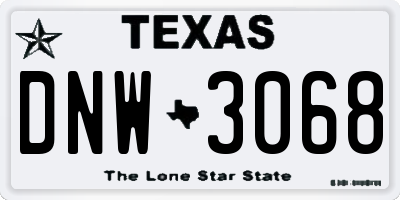 TX license plate DNW3068