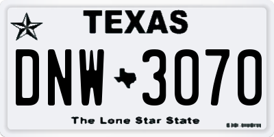 TX license plate DNW3070