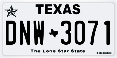 TX license plate DNW3071
