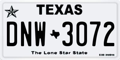 TX license plate DNW3072