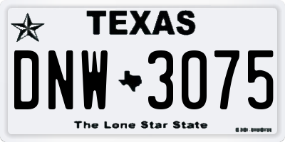 TX license plate DNW3075