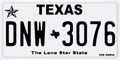 TX license plate DNW3076