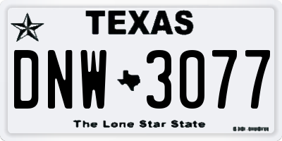 TX license plate DNW3077