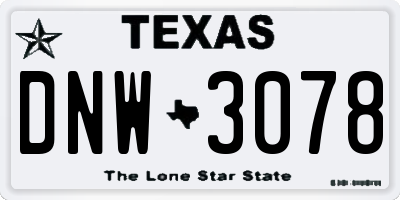 TX license plate DNW3078