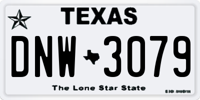 TX license plate DNW3079