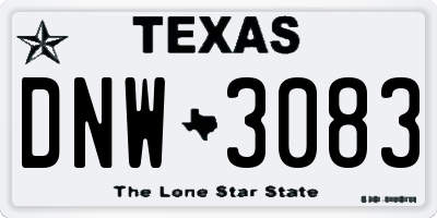 TX license plate DNW3083