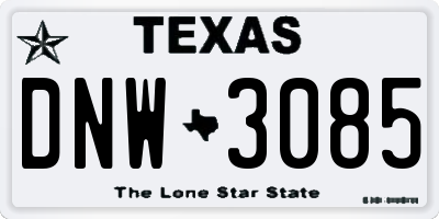 TX license plate DNW3085