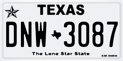 TX license plate DNW3087