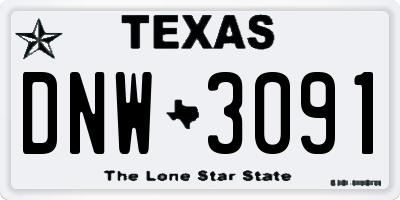 TX license plate DNW3091
