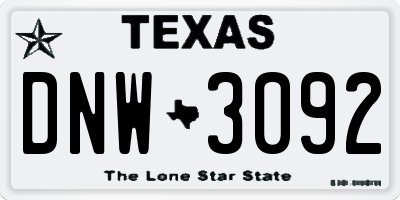 TX license plate DNW3092