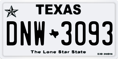 TX license plate DNW3093