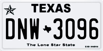 TX license plate DNW3096