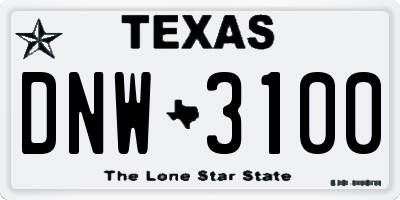 TX license plate DNW3100