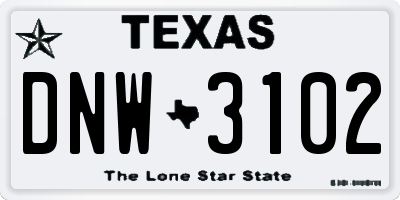 TX license plate DNW3102