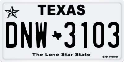 TX license plate DNW3103