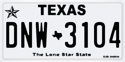 TX license plate DNW3104