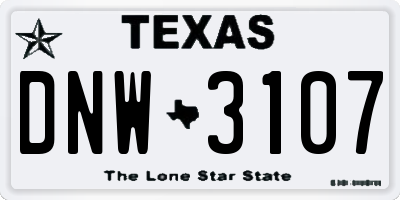 TX license plate DNW3107