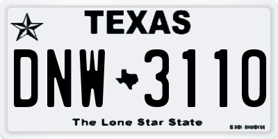 TX license plate DNW3110
