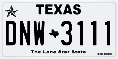 TX license plate DNW3111