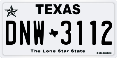 TX license plate DNW3112