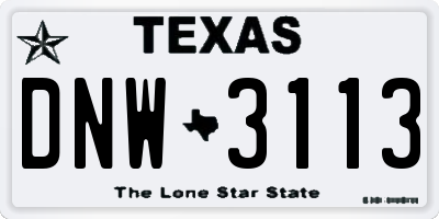 TX license plate DNW3113